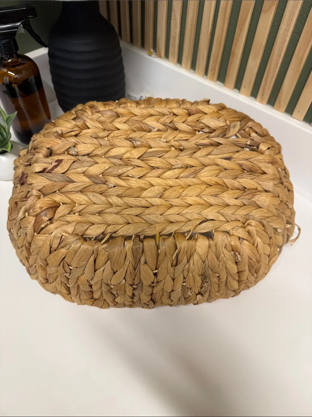 Woven Seagrass Serving Basket with Metal Handles - Natural